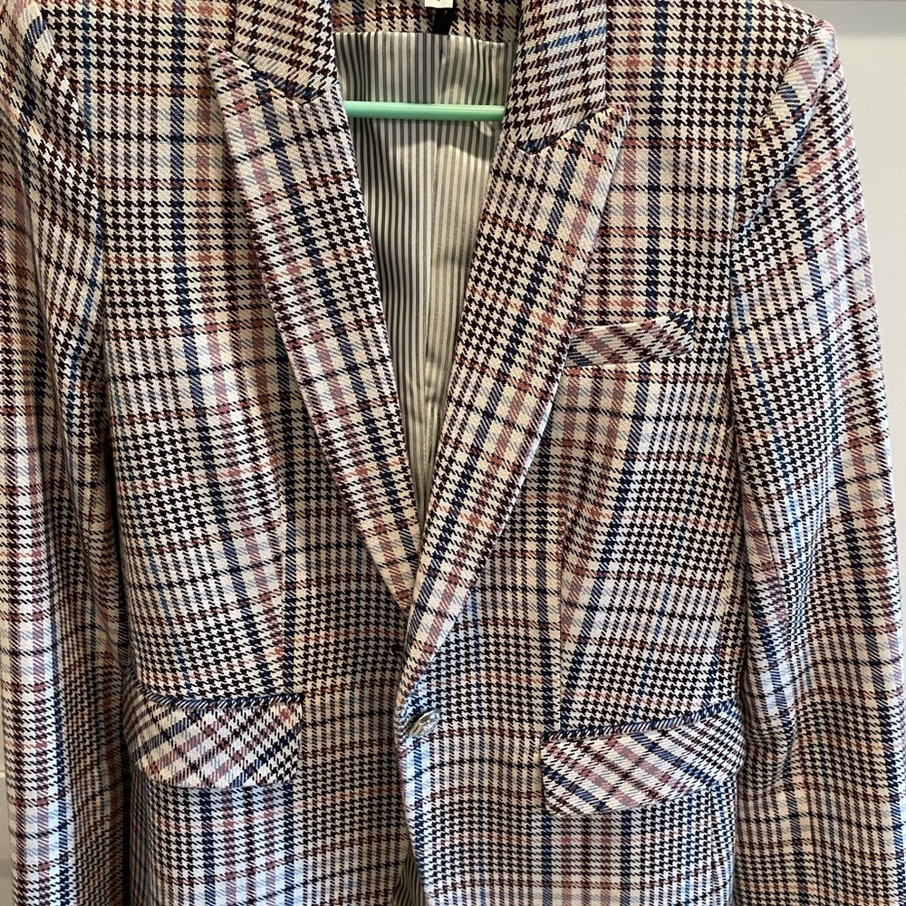 Veronica Beard Cutaway Houndstooth Blazer - Size4 Pink Multi